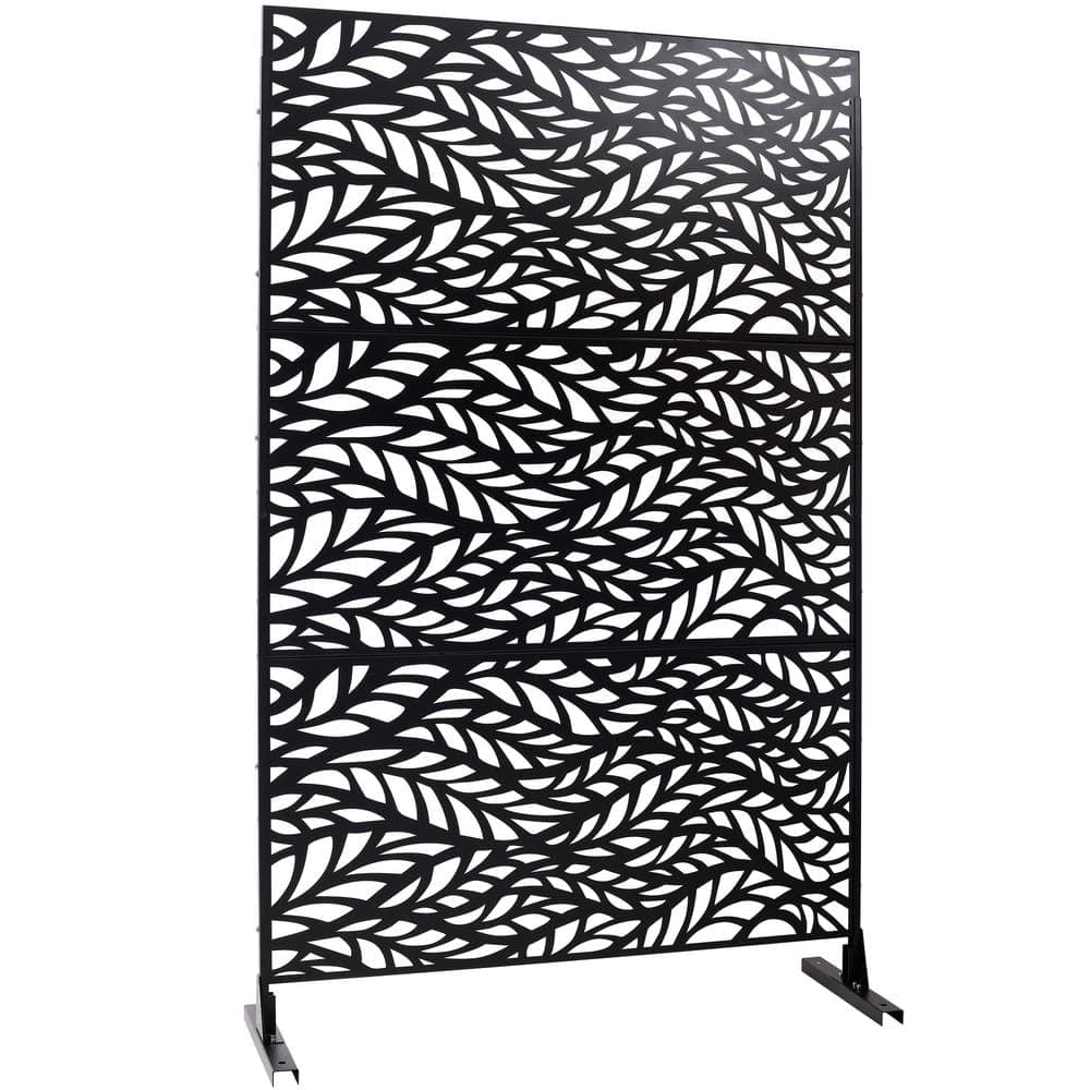 Unbranded 6.3 ft. H x 4 ft. W Black Outdoor Privacy Screen Metal Decorative Screen Panel Garden Fence Panel for Deck Balcony Patio