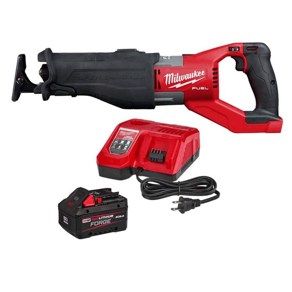 Milwaukee M18 FUEL 18V Lith-Ion Brushless Cordless Super SAWZALL Orbital Reciprocating Saw w/ FORGE 8. 0Ah Battery & Charger (1)