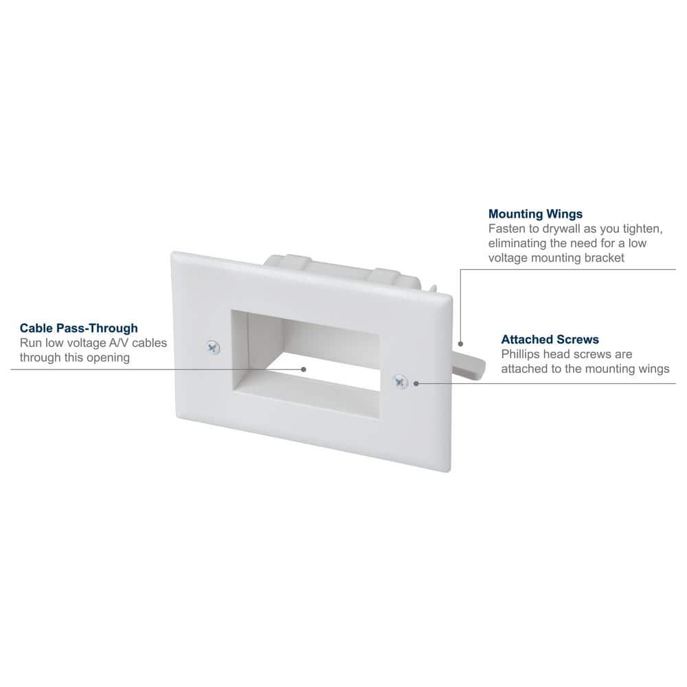 Commercial Electric 1-Gang Low Voltage Recessed Cable Plate, White (2-Pack) (3)