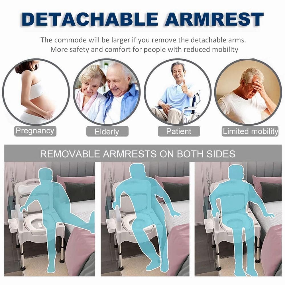 Wudkey Height Adjustable Adult Potty Chair for Seniors, Portable Toilets for Home Use, Bedside Toilet Seat, Bedside Commodes (3)