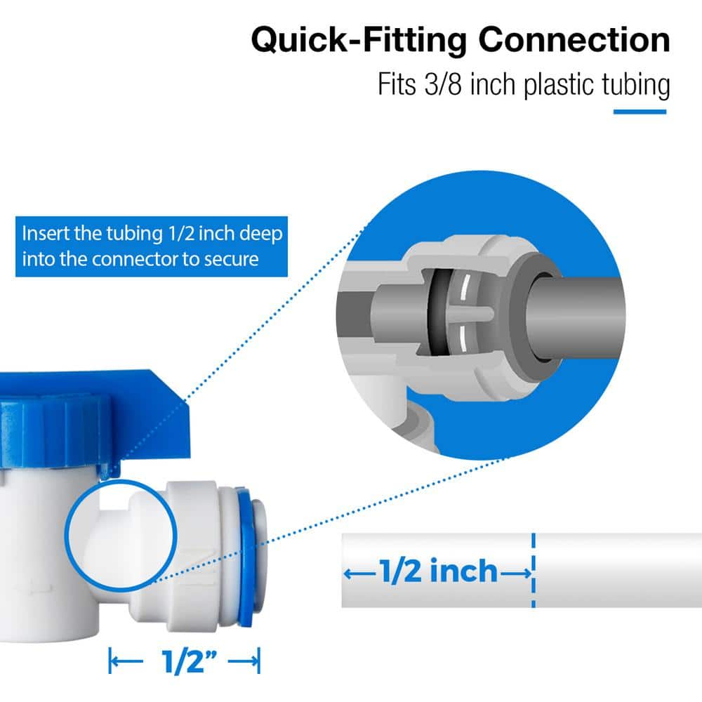 ISPRING ICEK3 20 ft. 3/8 in. Water Line Splitter & Reverse Osmosis Water Filtration System Ice Maker Kit Fits PH100, RO100, US15 (3)