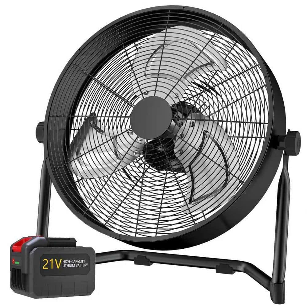 TMWINGS 18 in. Rechargeable Camping Floor Fan, 5000CFM Portable Outdoor Fan with Built-in Lithium Battery