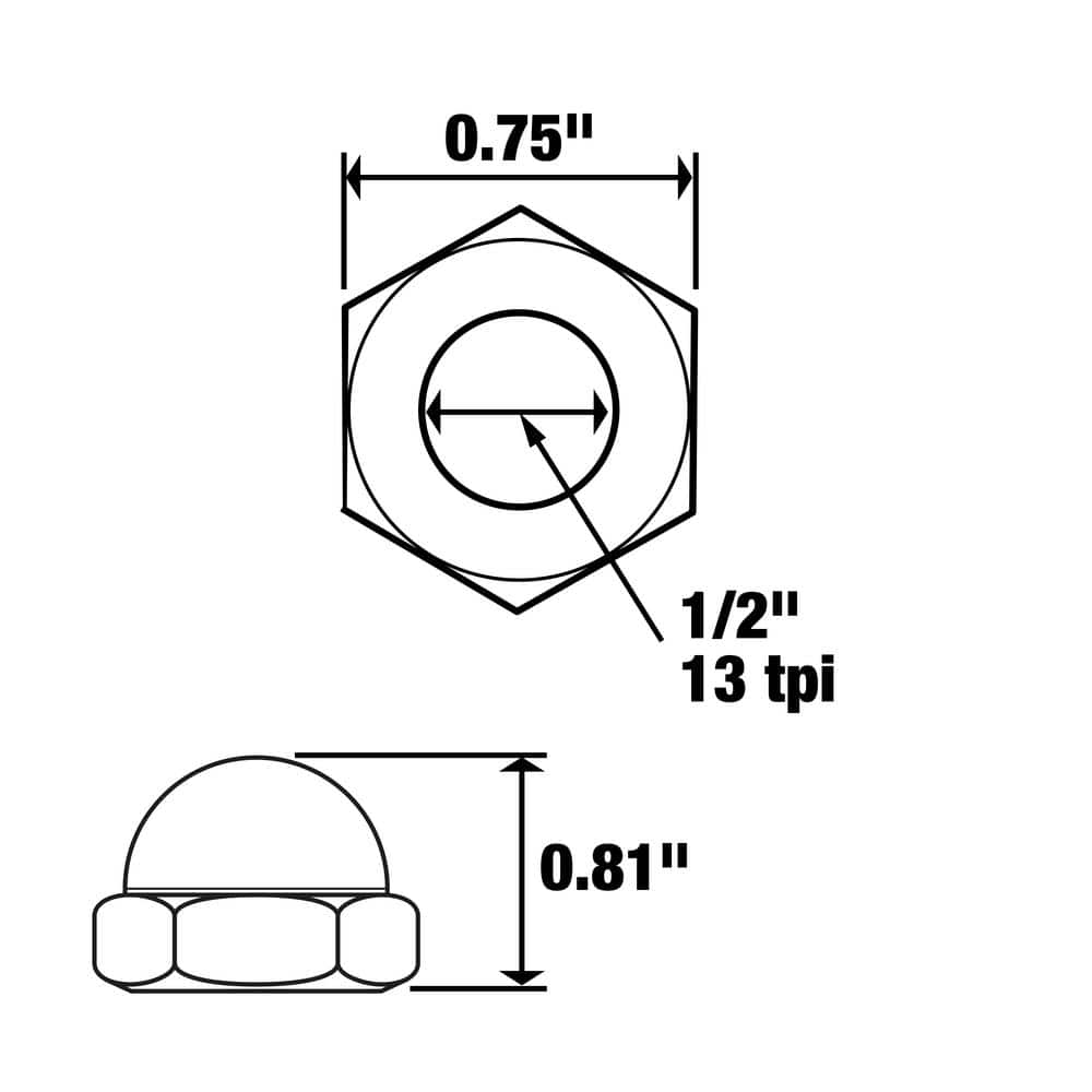 Everbilt 1/2 in.-13 Zinc Plated Cap Nut (2)