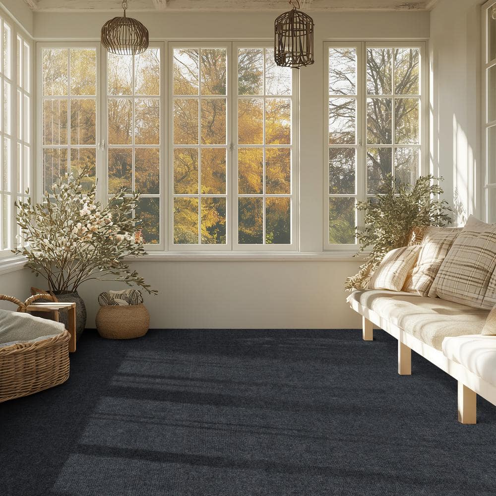 TrafficMaster Canyon Wide Rib - Gray Commercial/Residential 18 x 18 in. Peel and Stick Carpet Tile Square (22.5 sq. ft.) (4)
