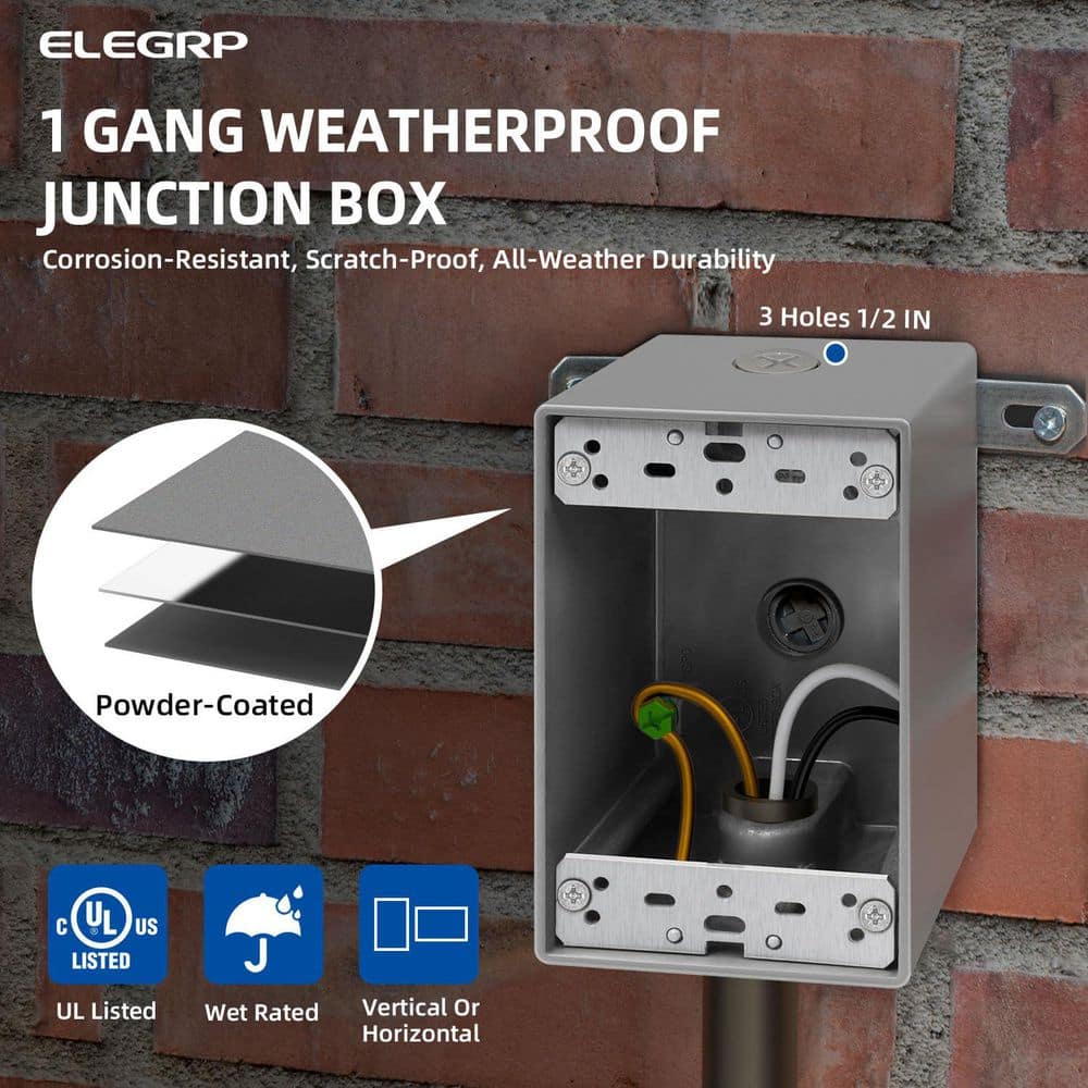 ELEGRP GFCI Outlet with Outdoor Cover and Box, Weather Resistant 20 Amp 125V Duplex Outlet, UL Listed, Matte White 1 PC (3)