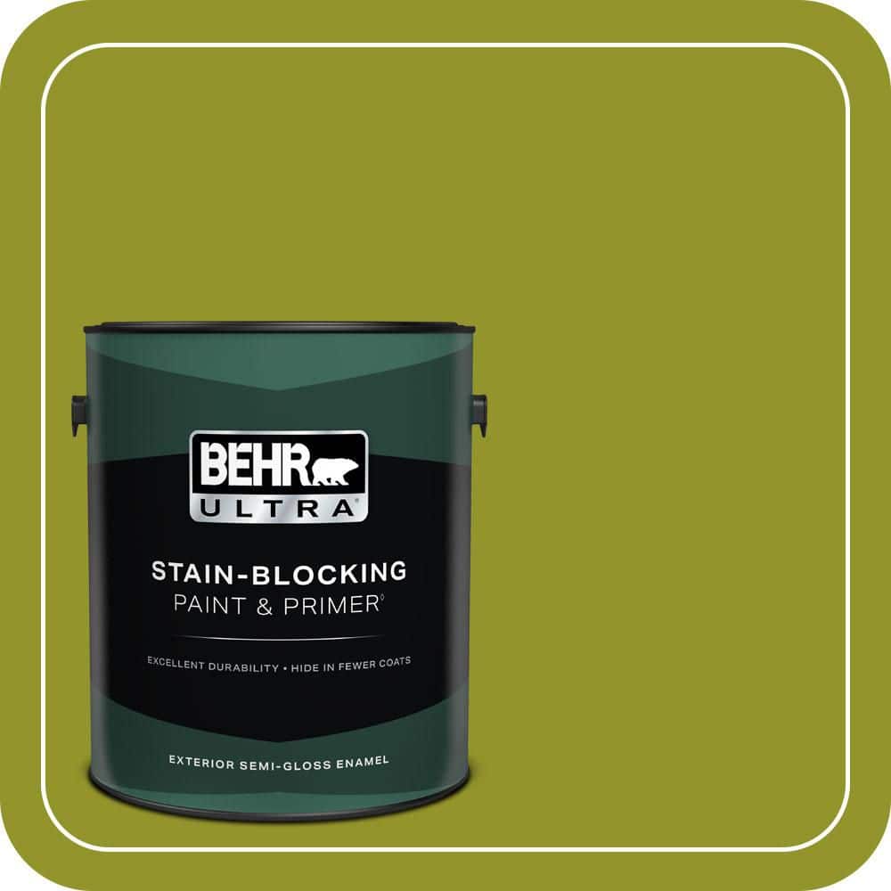 BEHR ULTRA 1 gal. #P350-7 Lazy Lizard Semi-Gloss Enamel Exterior Paint & Primer