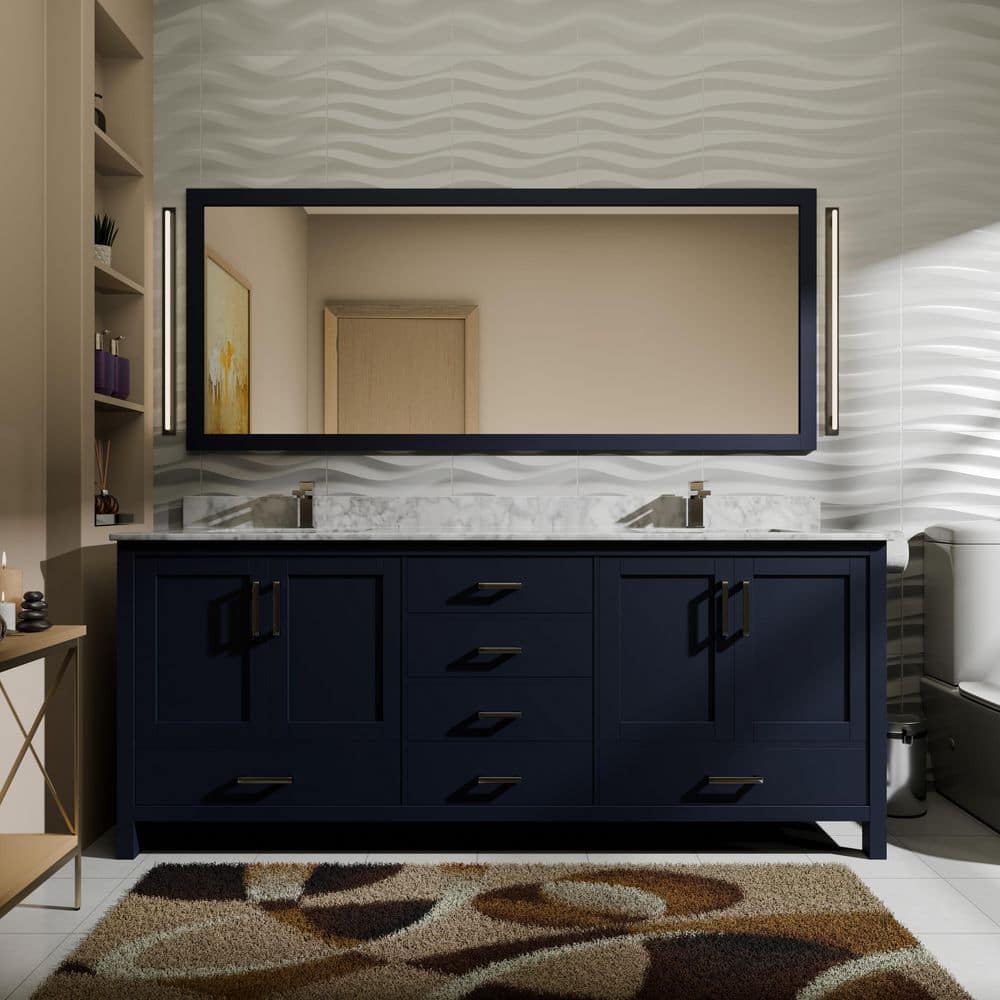 Lexora Jacques 72 in. W x 22 in. D x 34 in. H Bath Vanity Cabinet without Top in Navy Blue (1)