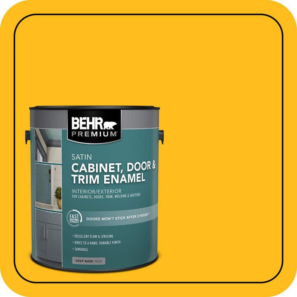 BEHR PREMIUM 1 gal. #P290-7 Laser Lemon Satin Enamel Interior/Exterior Cabinet, Door & Trim Paint