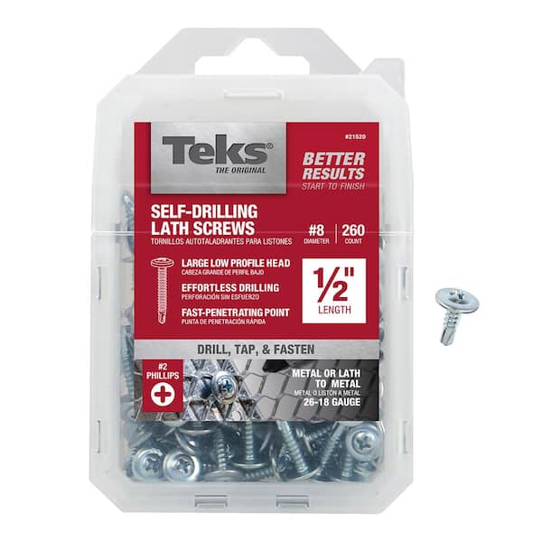 Teks 8 x 1/2 in. Phillips Truss Head Drill Point Lath Screws (260-Pack)