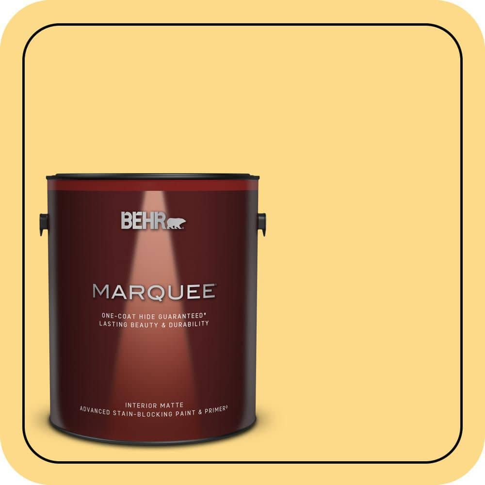 BEHR MARQUEE 1 gal. #P280-4 Surfboard Yellow Matte Interior Paint & Primer