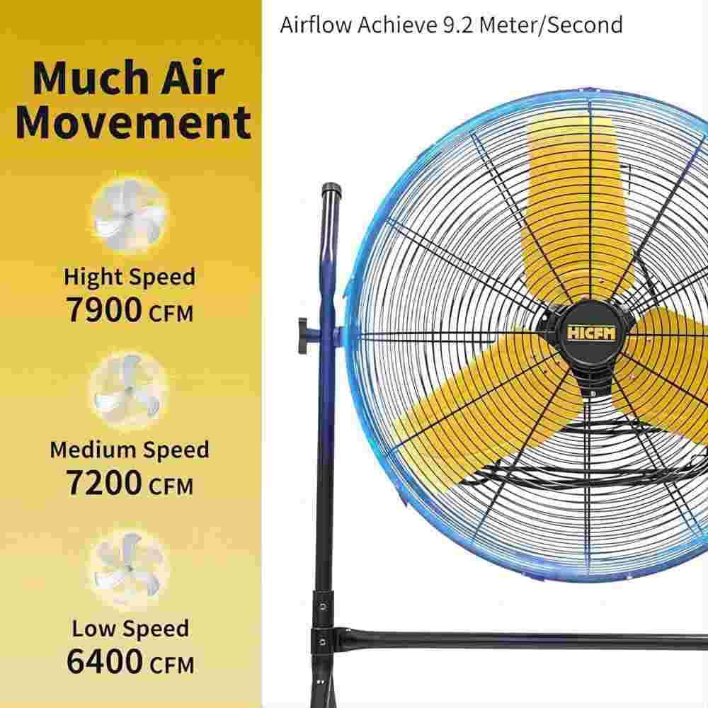 Deeshe 7900 CFM 24 in. Roll-About Tilt Stand Fan with Ball Bearing Powerful 2/5HP Motor, 9 ft. Power Cord, 180° Tilting (2)