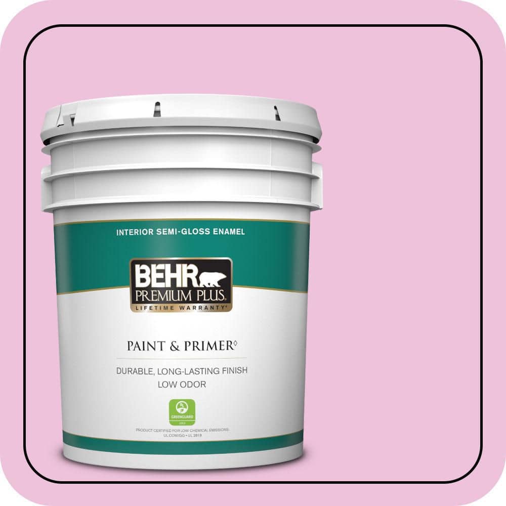 BEHR PREMIUM PLUS 5 gal. #P120-1 Starlet Pink Semi-Gloss Enamel Low Odor Interior Paint & Primer