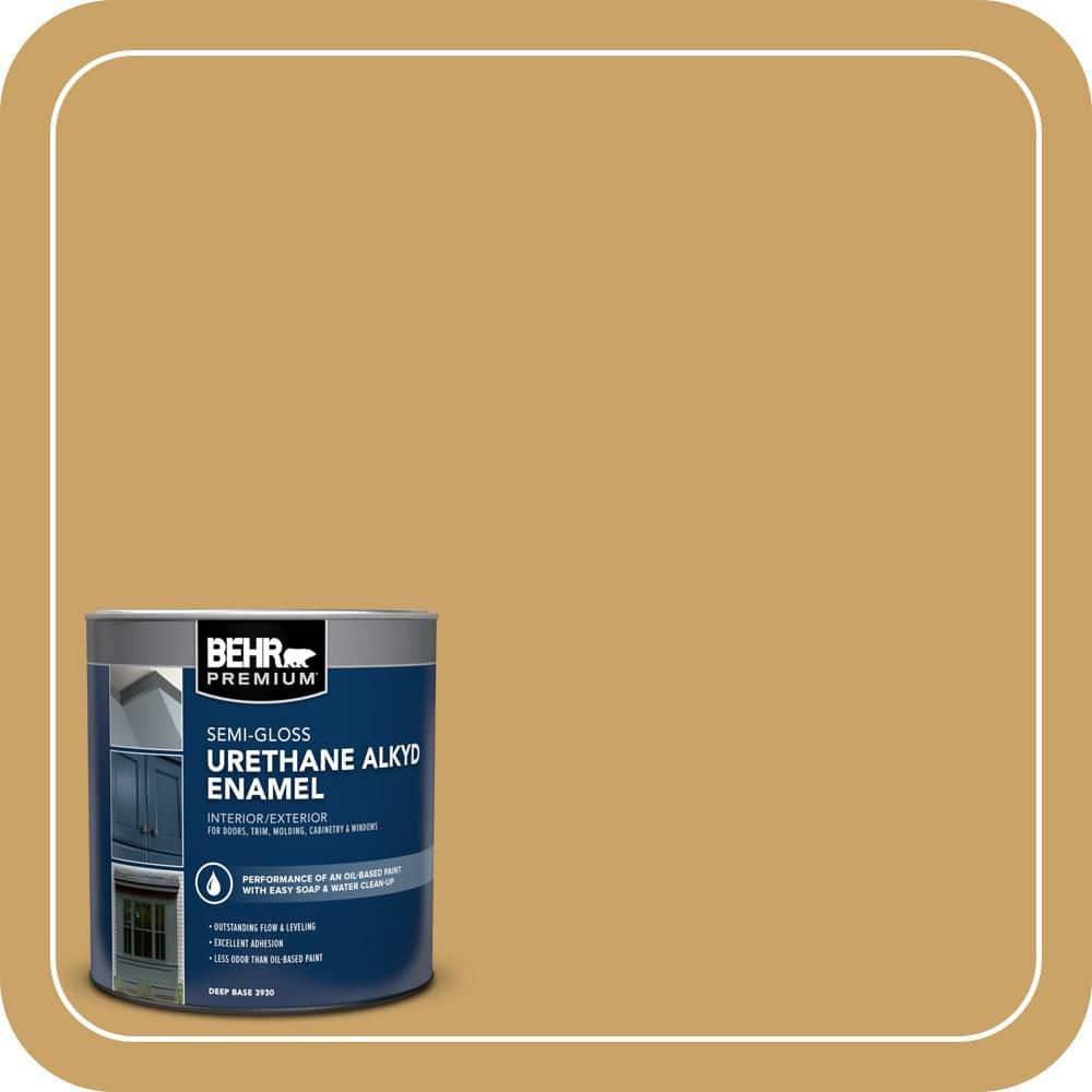 BEHR PREMIUM 1 qt. #PPU6-17 Classic Gold Semi-Gloss Enamel Urethane Alkyd Interior/Exterior Paint (1)