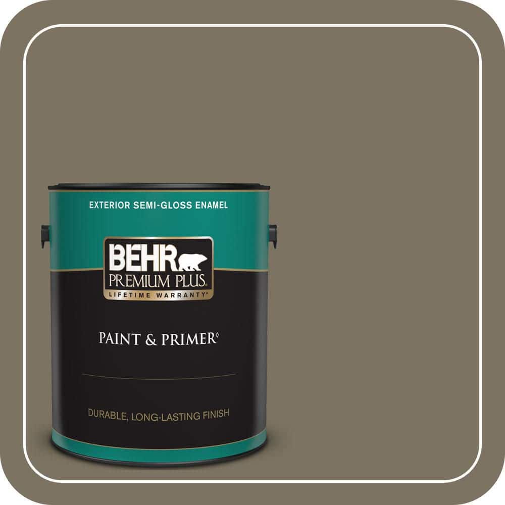 BEHR PREMIUM PLUS 1 Gal. #N320-6A Ash Brown Semi-Gloss Enamel Exterior Paint and Primer