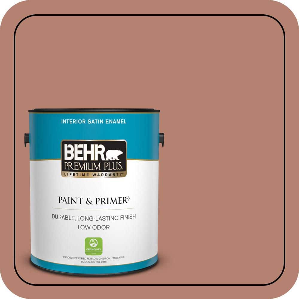 BEHR PREMIUM PLUS 1 gal. #S180-5 Auburn Glaze Satin Enamel Low Odor Interior Paint & Primer
