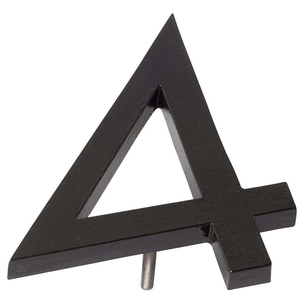 Montague Metal Products 10 in. Black Aluminum Floating or Flat Modern House Number 4 (1)