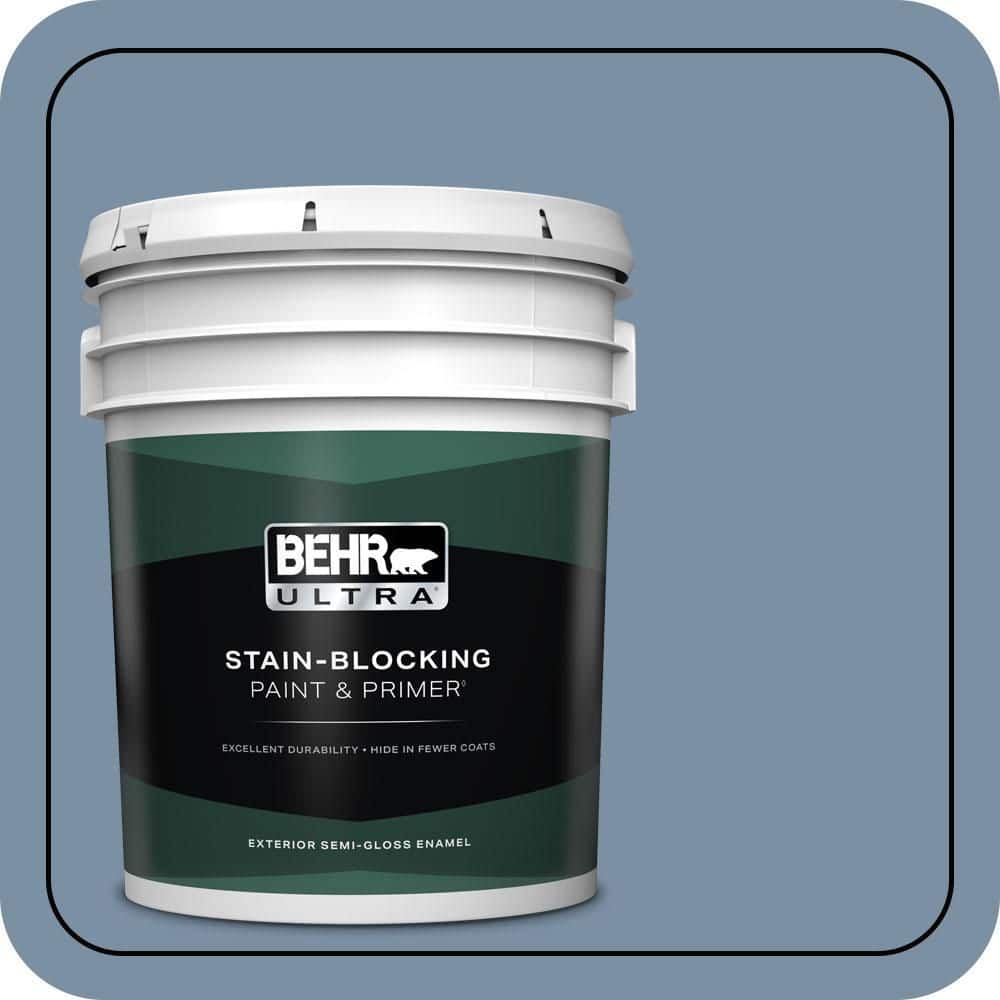 BEHR ULTRA 5 gal. #S510-4 Jean Jacket Blue Semi-Gloss Enamel Exterior Paint & Primer