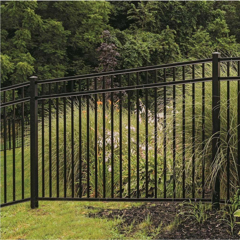 Barrette Outdoor Living Cascade/New Hope 2 in. x 2 in. x 5-7/8 ft. Black Standard-Duty Aluminum Fence Corner Post (2)