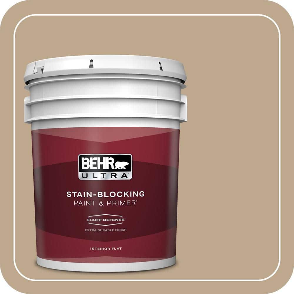BEHR ULTRA 5 gal. #MQ2-25 British Khaki Extra Durable Flat Interior Paint & Primer
