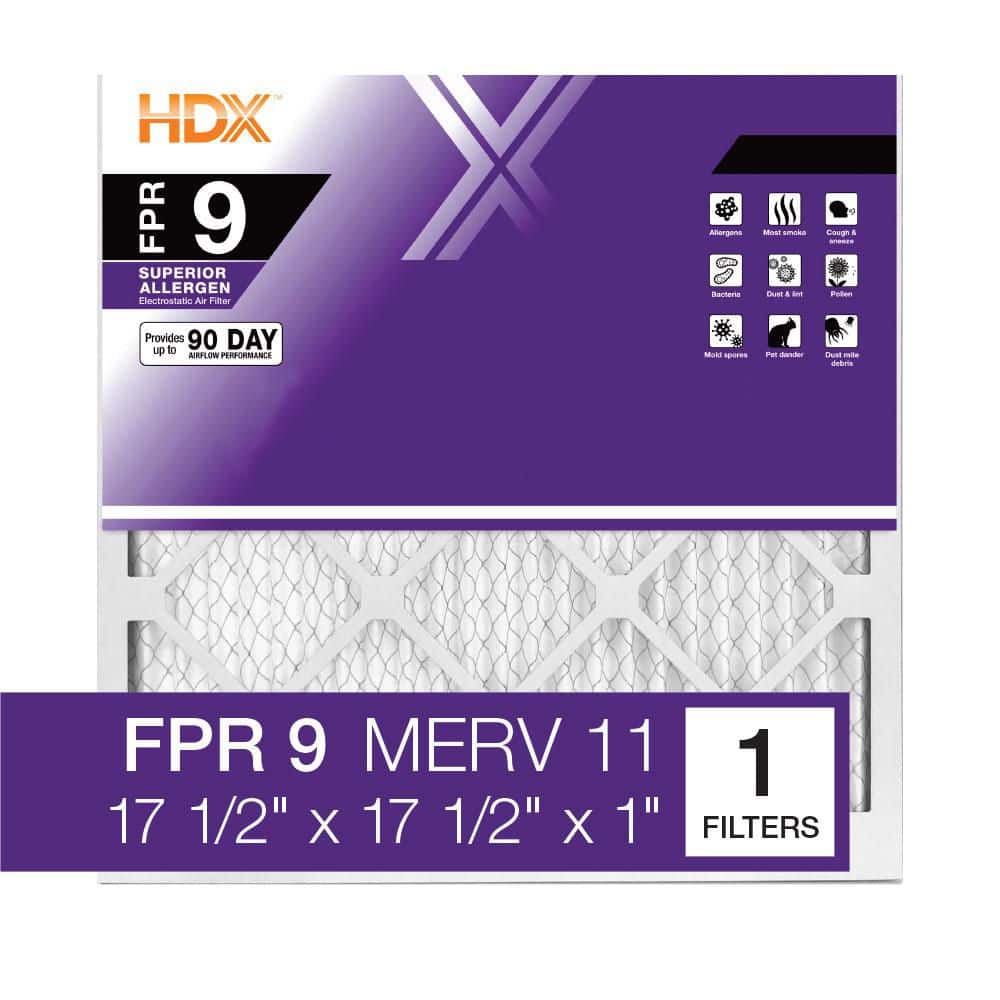HDX 17.5 in. x 17. 5 in. x 1 in. Superior Allergen Pleated Air Filter FPR 9, MERV 11