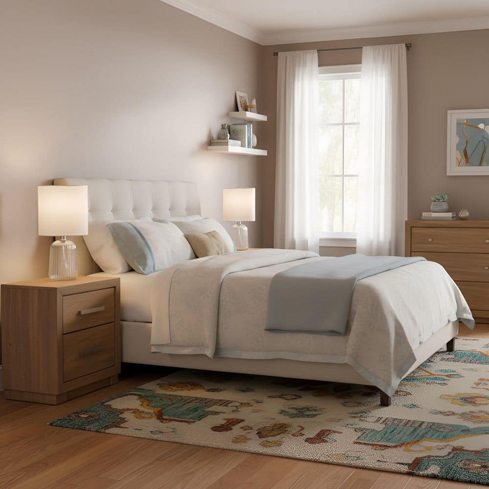 Quoizel Brinley 12.5 in. Clear Ribbed Glass and Brushed Nickel Transitional Table Lamp with White Fabric Drum Shade (4)