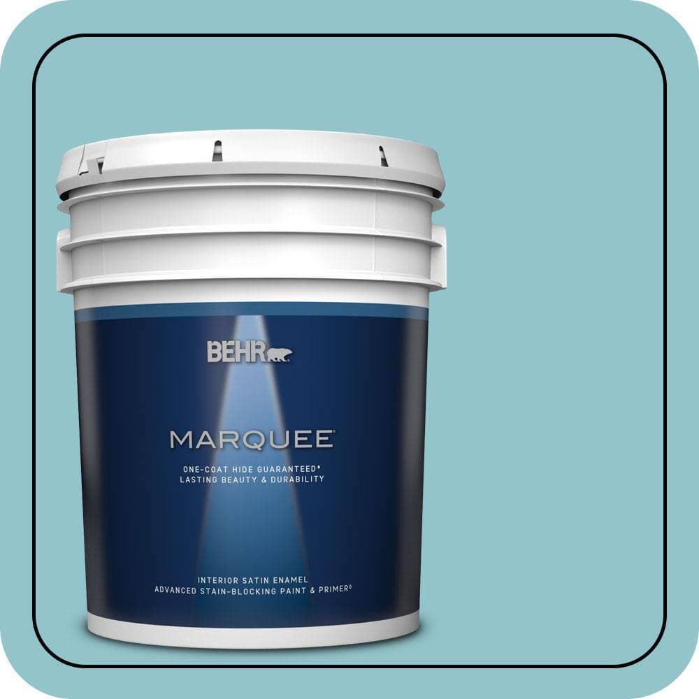 BEHR MARQUEE 5 gal. #MQ6-32 Cosmic Blue One-Coat Hide Satin Enamel Interior Paint & Primer