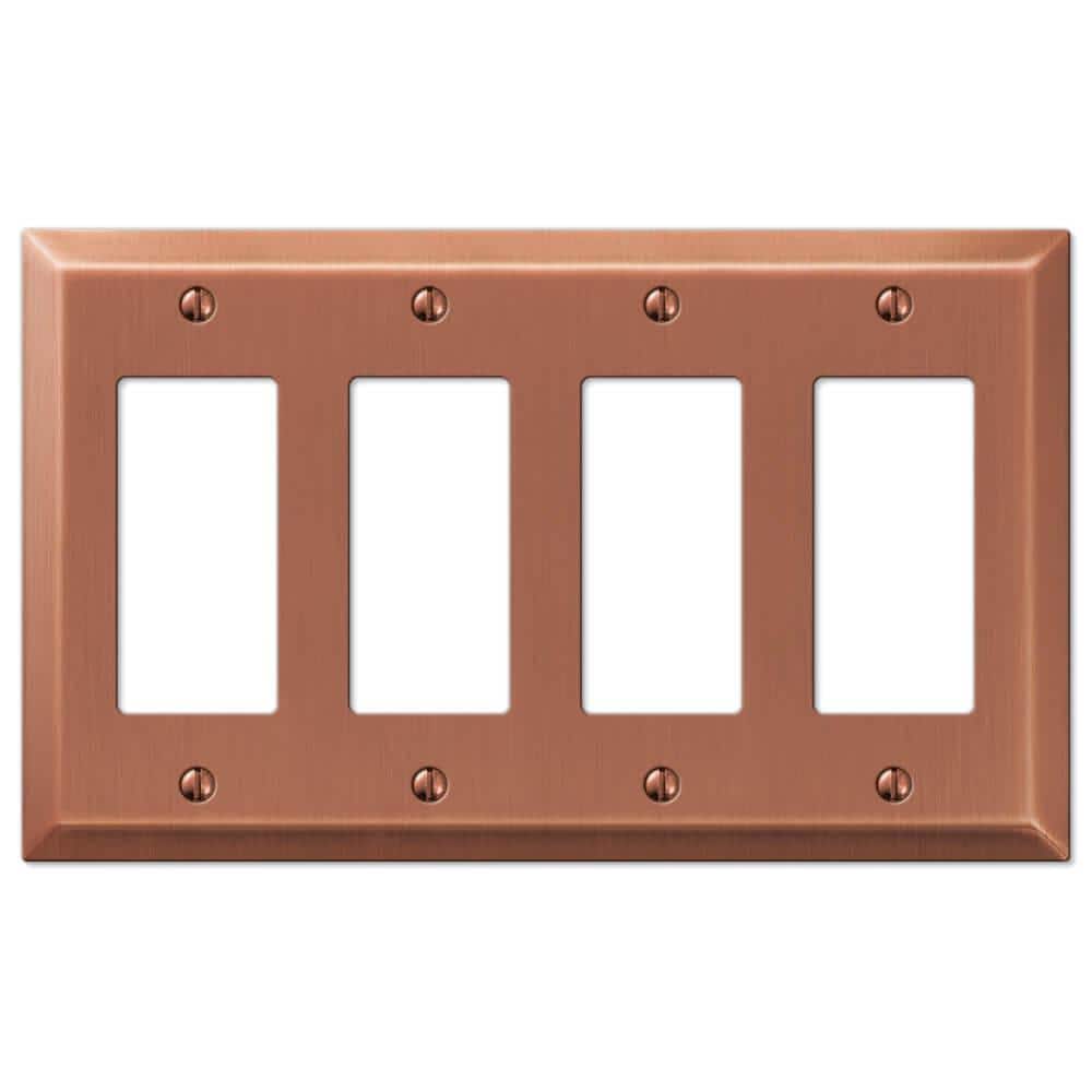 AMERELLE Metallic 4 Gang Rocker Steel Wall Plate - Antique Copper