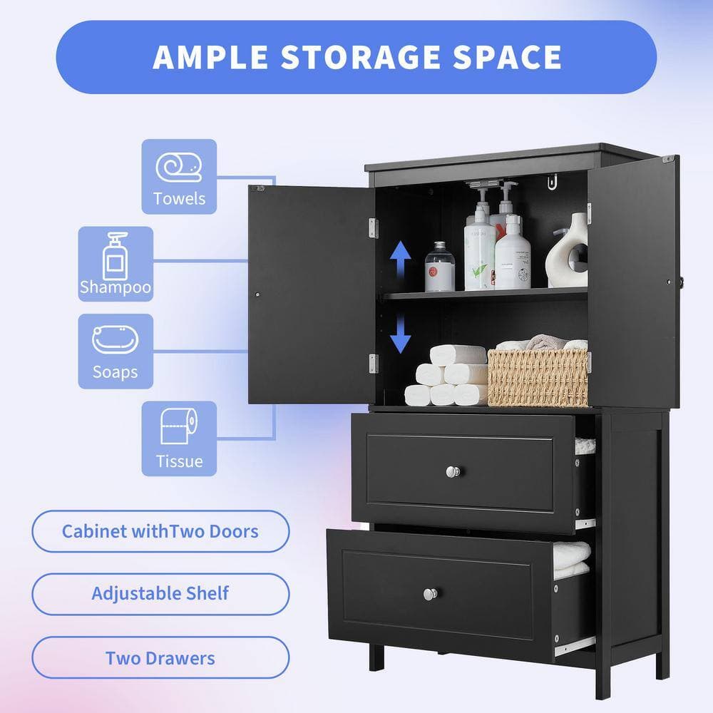 Unbranded 23.6 in. W 11.8 in. D 43.3 in. H MDF Freestanding Linen Cabinet with Adjustable Shelf and Drawers (4)