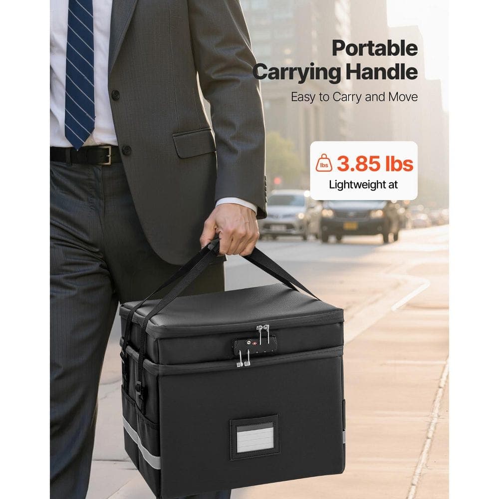 SKYSHALO Fireproof Document Box, 1832°F Heat Insulated Fireproof and Waterproof Box with Lock, Portable 2-Layer File Storage (3)