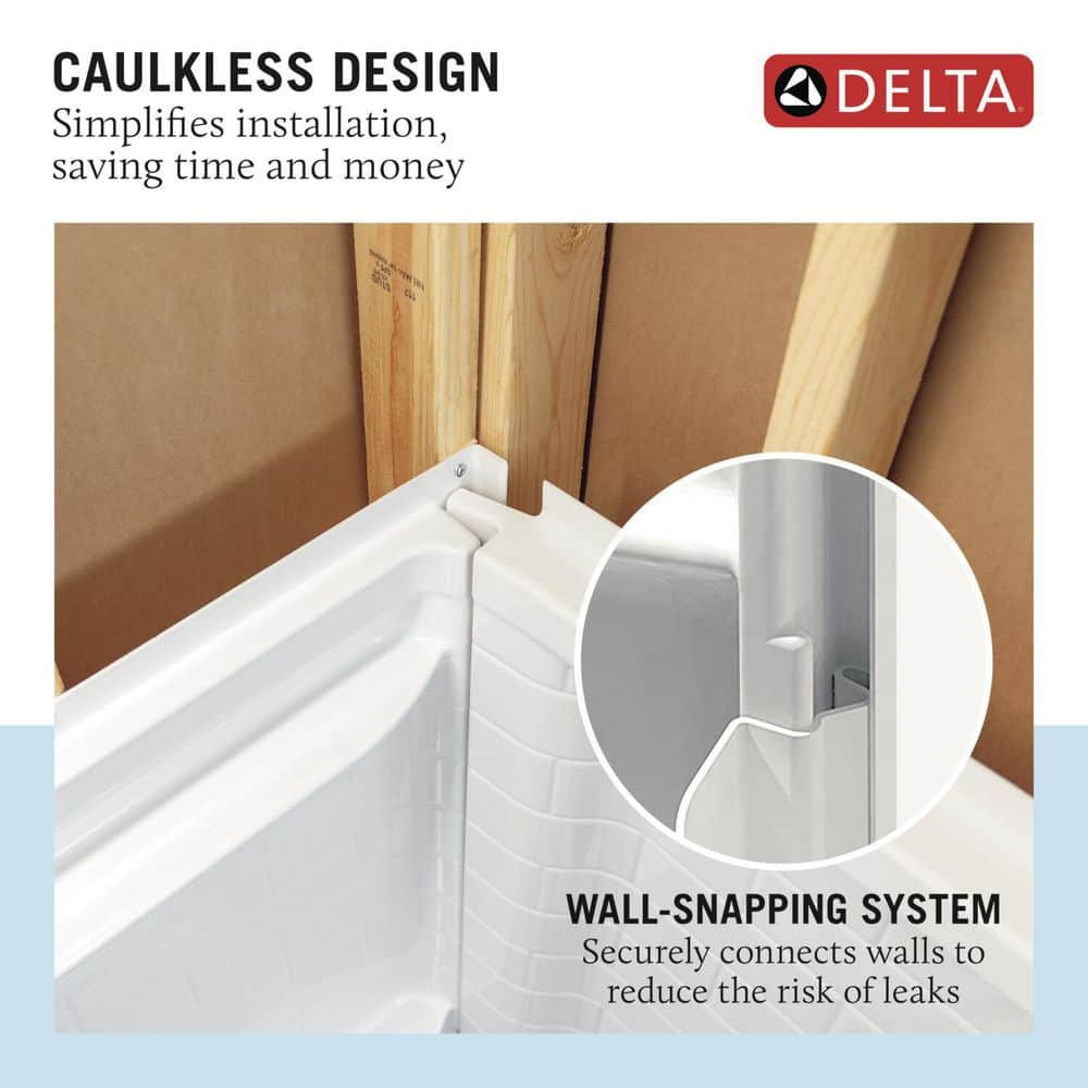 Delta Classic 500 Tile Curve Right Seat 32 in. L x 60 in. W x 75.76 in. H Alcove Shower Kit with Shower Wall and Shower Pan (2)