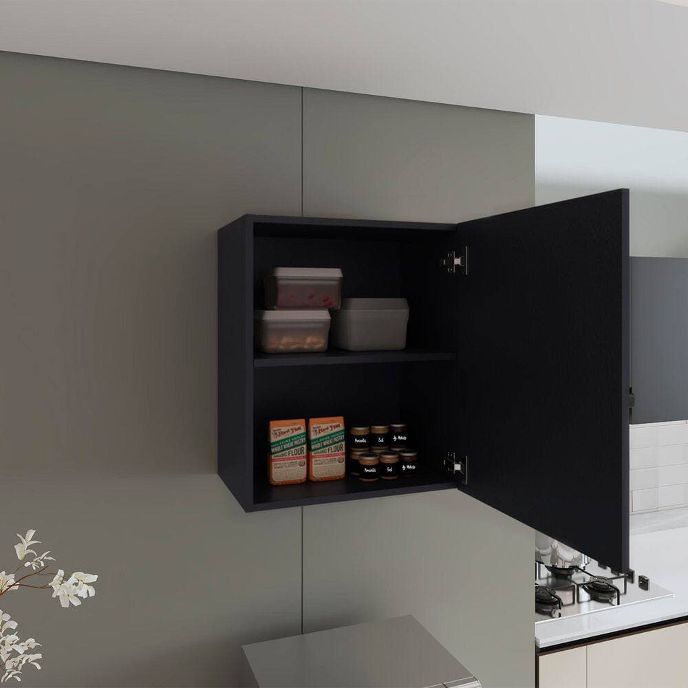 Tahanbath 19.70 in. W x 13.10 in. D x 23.60 in. H Bathroom Storage Wall Cabinet in Black with 1 Door and 2 Shelves (2)