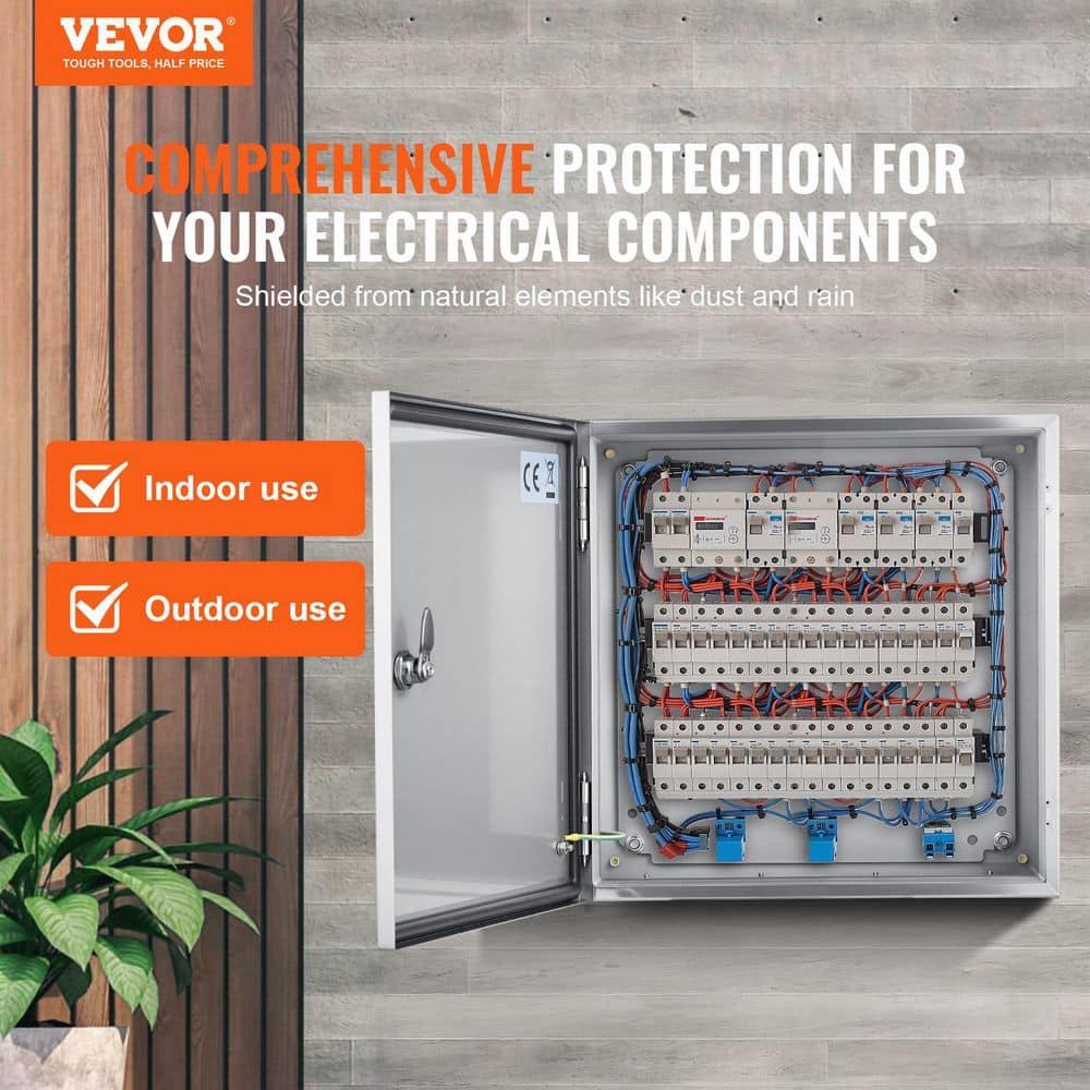 VEVOR 1152 cu. in. Electrical Enclosure Box 12 x 12 x 8 in. NENA 4X IP66 Wall Mount Junction Outlet Box Stainless Steel (2)