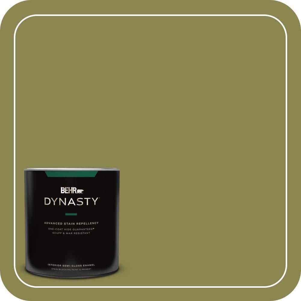 BEHR DYNASTY 1 qt. #T15-18 Snap Pea Green Semi-Gloss Enamel Interior Stain-Blocking Paint and Primer