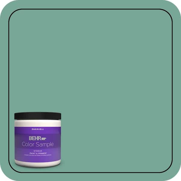 BEHR PREMIUM PLUS 8 oz. #MQ6-38 Patina Eggshell Enamel Interior Paint & Primer Color Sample (2)