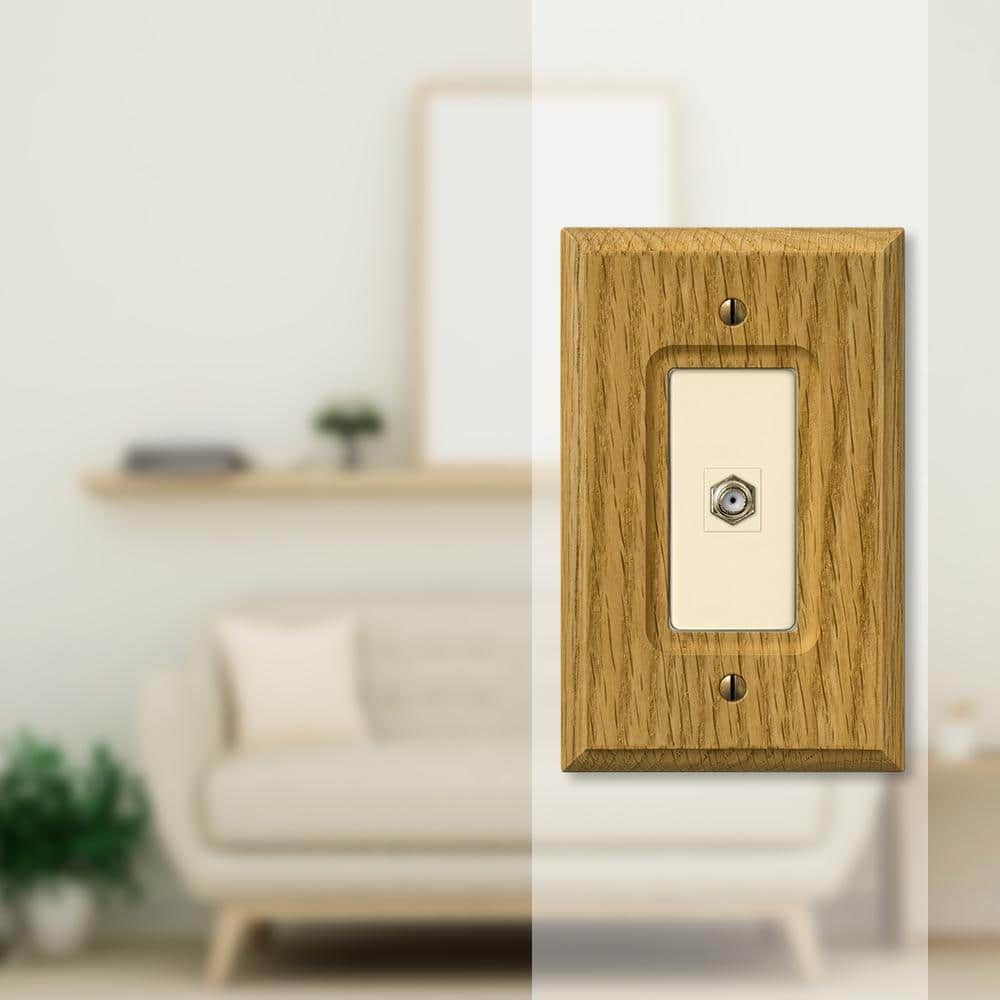 AMERELLE Carson 1 Gang Coax Wood Wall Plate - Light Oak (2)