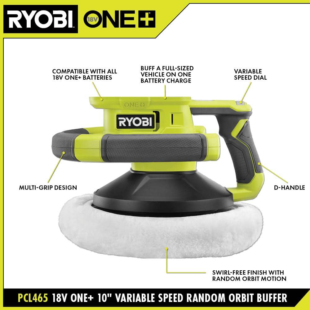 RYOBI ONE+ 18V Cordless 10 in. Variable Speed Random Orbit Buffer (3)