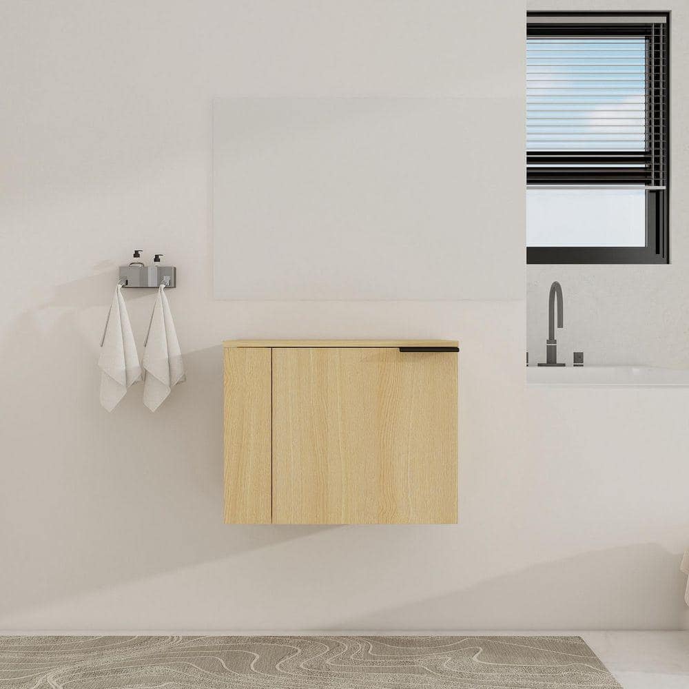 ARTCHIRLY 23.62 in. W x 18.11 in. D x 18.31 in. H Bathroom Storage Wall Cabinet in Light Oak