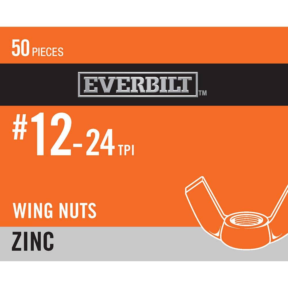 Everbilt #12-24 Zinc Plated Wing Nut (50-Pack)