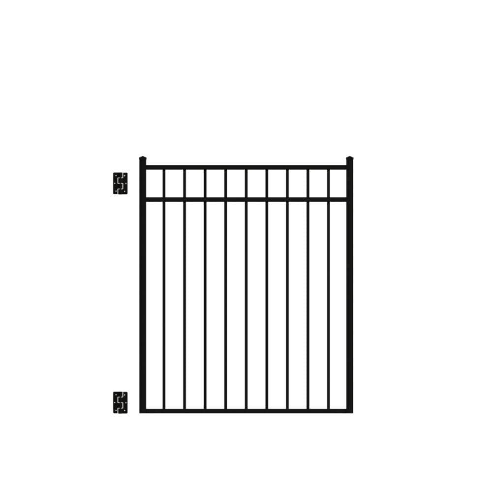 Barrette Outdoor Living Natural Reflections 4 ft. W x 4.5 ft. H Black Standard-Duty Aluminum Straight Pre-Assembled Fence Gate (1)