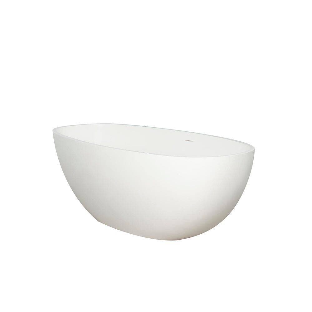 Boosicavelly 65 in. 30 in. Stone Resin Solid Surface Freestanding Soaking Bathtub White (3)