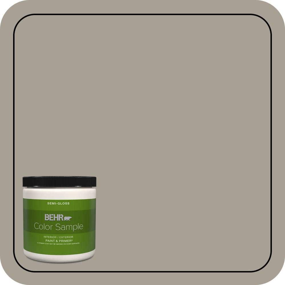 BEHR PREMIUM PLUS 8 oz. #PPU24-09 True Taupewood Semi-Gloss Interior/Exterior Paint & Primer Color Sample