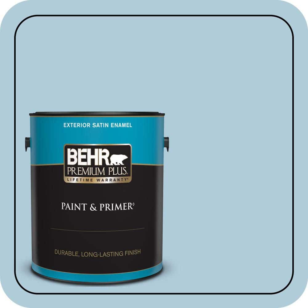 BEHR PREMIUM PLUS 1 gal. #S500-2 Essex Blue Satin Enamel Exterior Paint & Primer