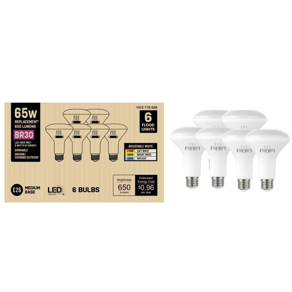 PRIVATE BRAND UNBRANDED 65-Watt Equivalent BR30 Dimmable LED Light Bulb With Selectable Color Temperature (6-Pack) (2)