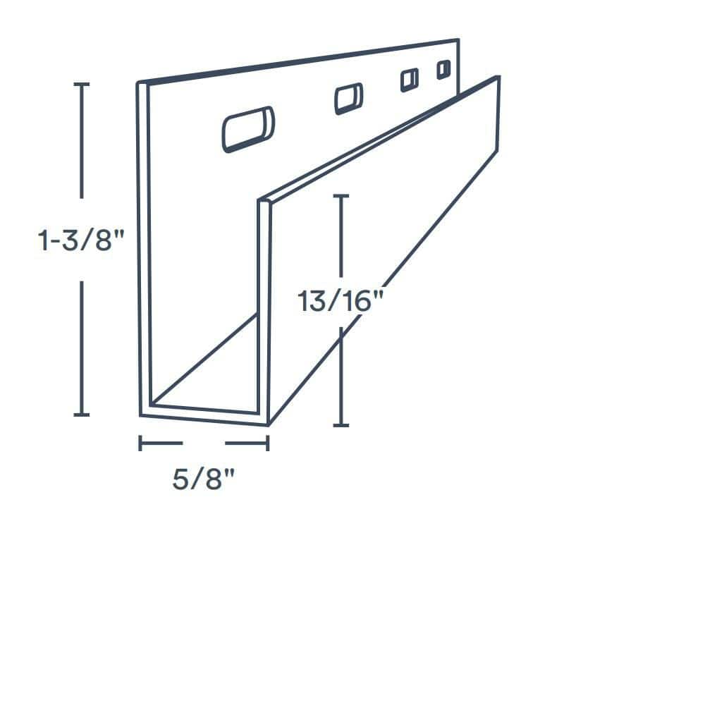 Trusscore 1/2 in. x 1-3/8 in. x 8 ft. Wall&CeilingBoard J Channel Gray PVC Trim (2-Per Box) (2)