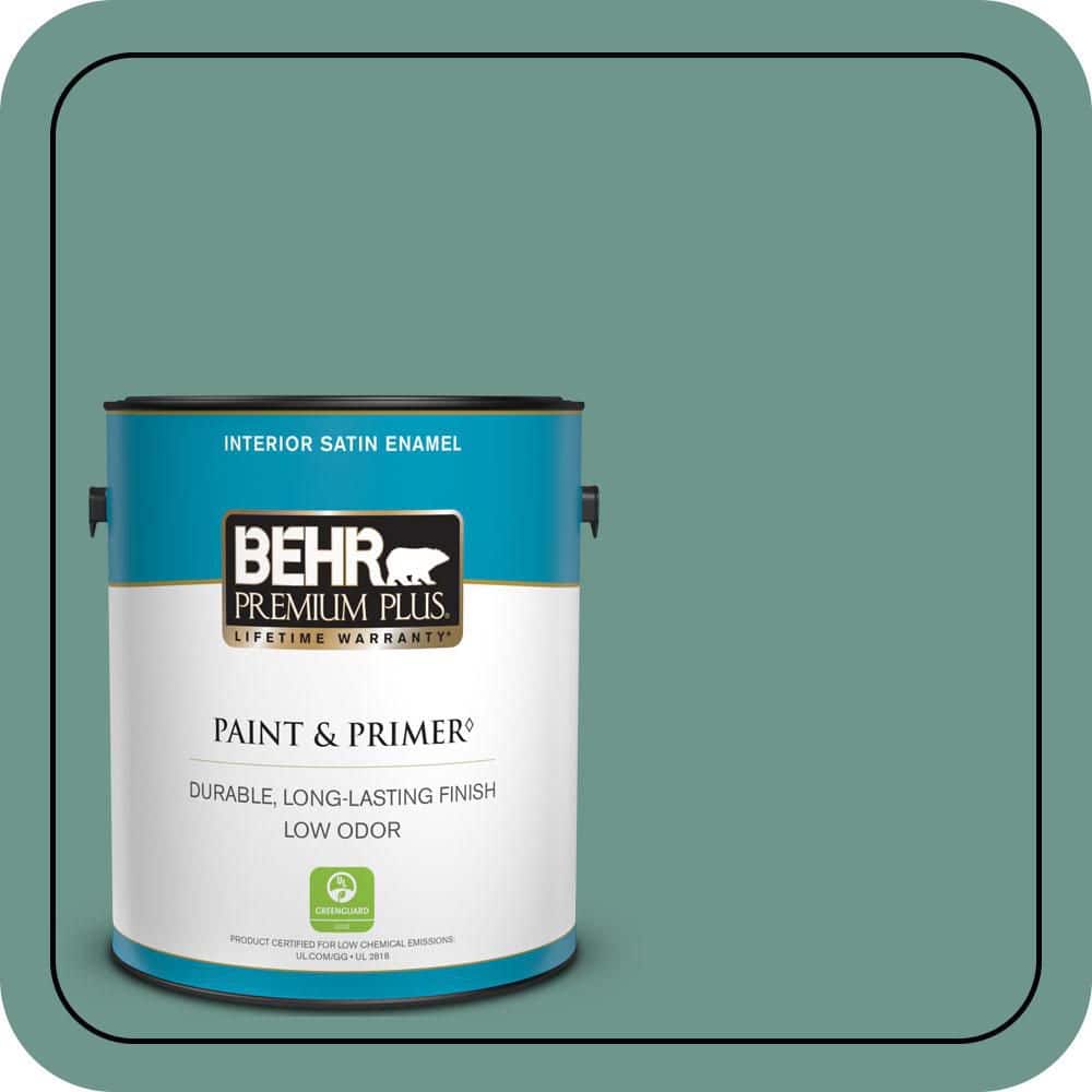 BEHR PREMIUM PLUS 1 gal. #M440-5 Lunar Tide Satin Enamel Low Odor Interior Paint & Primer