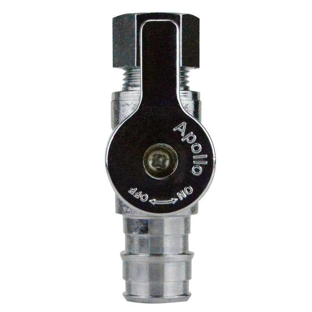 Apollo 1/2 in. Chrome-Plated Brass PEX-A Barb x 3/8 in. Compression Dual Outlet Quarter-Turn Straight Stop Valve (3)