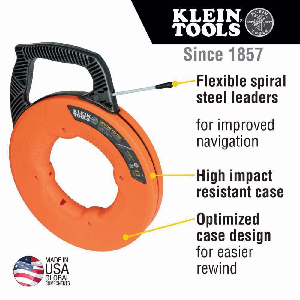 Klein Tools 100 ft. Non-Conductive Fiberglass Fish Tape (2)