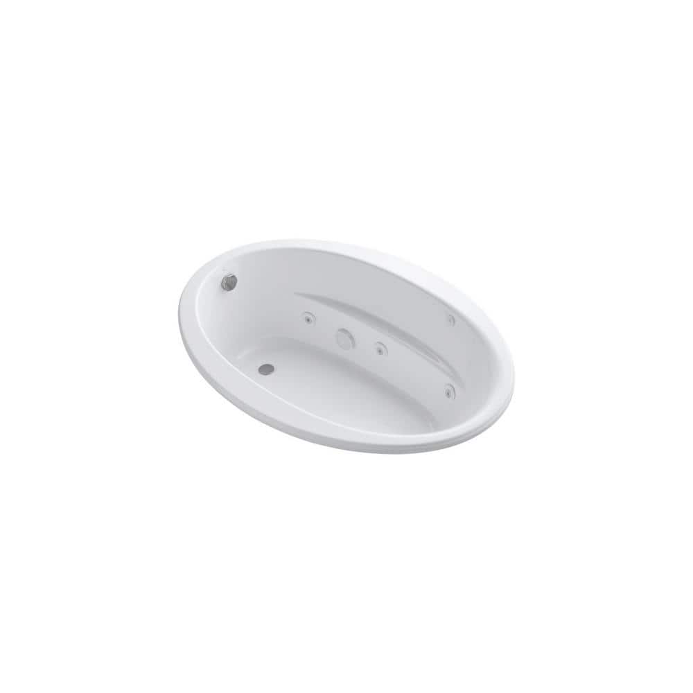 KOHLER Sunward 60 in. Oval Drop-in Whirlpool Bathtub in White