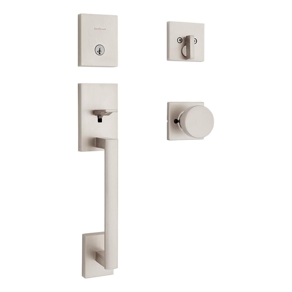 Kwikset San Clemente Satin Nickel Keyed Entry Single Cylinder Door Handleset with Pismo Doorknob Featuring SmartKey Security (1)