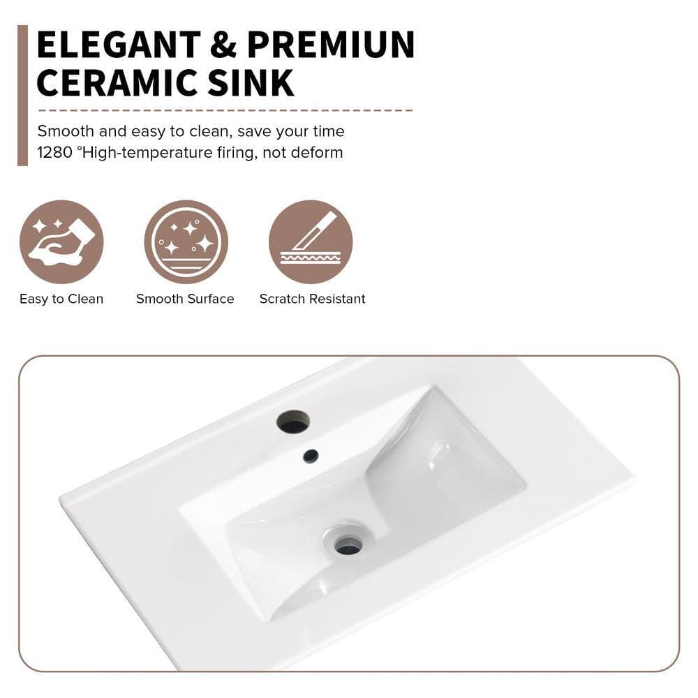Unbranded 30 in. Drop-In Ceramic Bathroom Sink in White with Integrated Bowl in White (2)